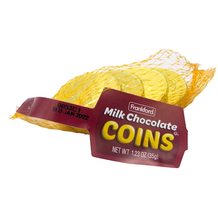 Frankford Candy Milk Chocolate Gold Coins 1.23 oz., PK48 49160